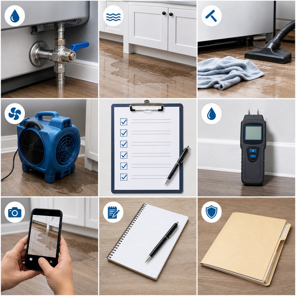 Appliance overflow water damage checklist for homeowners