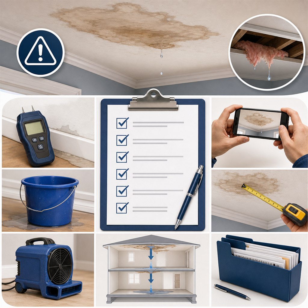 Ceiling water damage checklist for homeowners